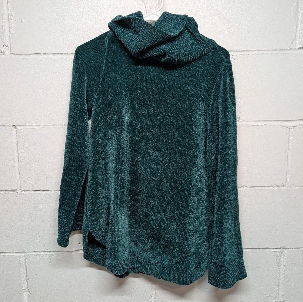 Soft Surroundings Womens Emerald Green Cowl Neck Sweater Size Small